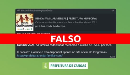 É FAKE NEWS: Notícia sobre Renda Familiar Mensal é FALSA!