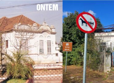 Villa Nenê e a placa turística na história em ruínas